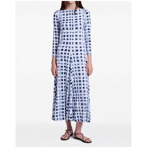 Proenza Schouler White Label Jen Jersey Dress Womens M Blue Tie Dye Knit